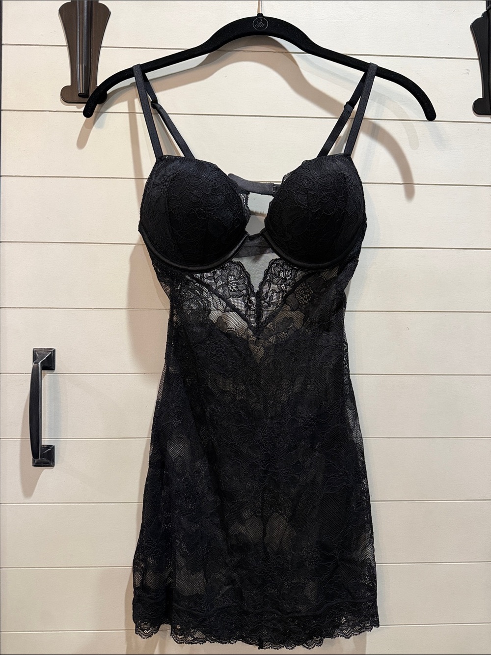 Black Lace Push-Up Chemise Nightdress GORGEOUS and almost brand new (never warn)